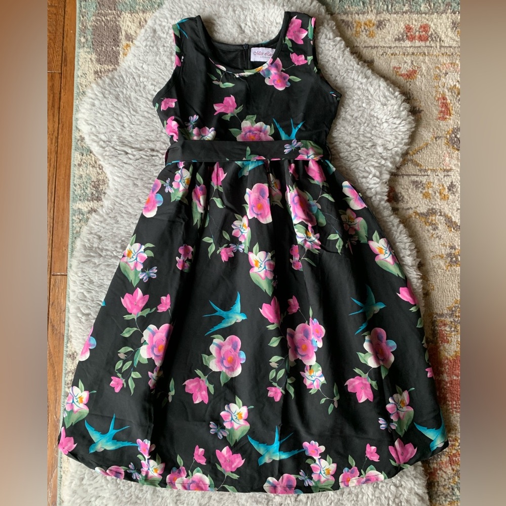 Girls Black Floral Dress